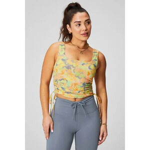 Fabletics Ruched Built-In Bra Tank Painted Merigold Sz. S NWT